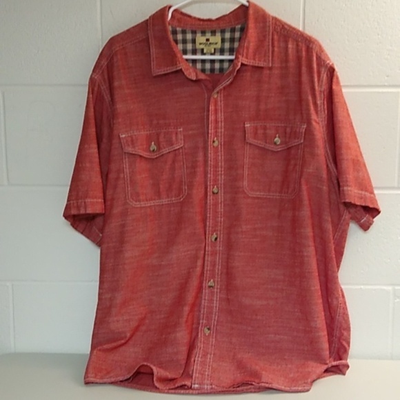 Woolrich Red Cotton Chambray Short Sleeve, 2 Pocket, Button up Shirt - Picture 7 of 7